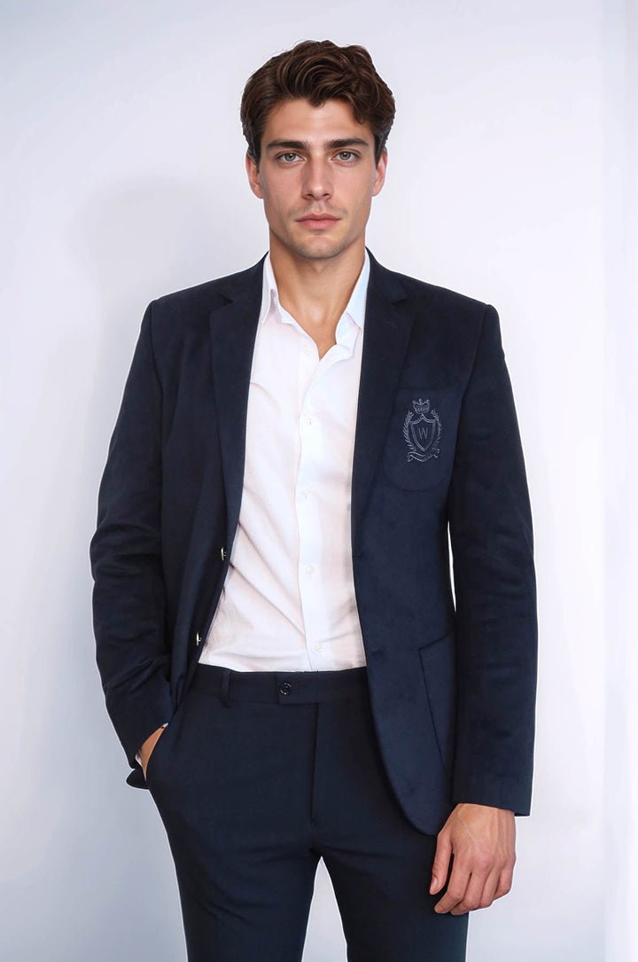 WSS Bag Pocket Rigging Velvet Navy Blue Jacket- - Sokhumi