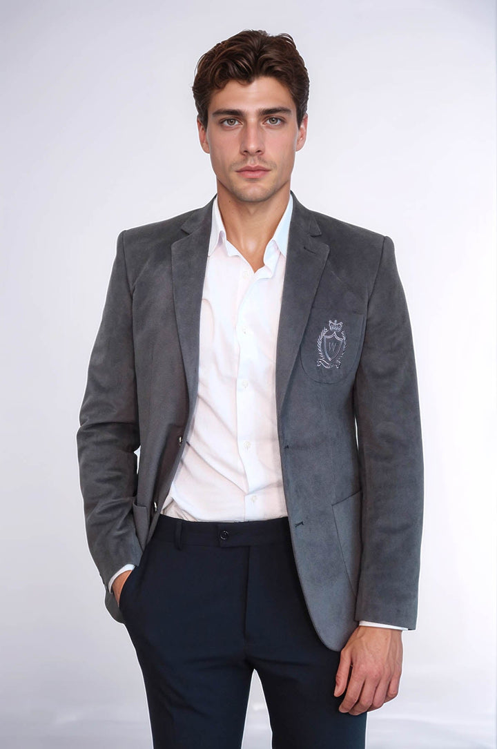 WSS Bag Pocket Rigging Velvet Grey Jacket- - Darlington