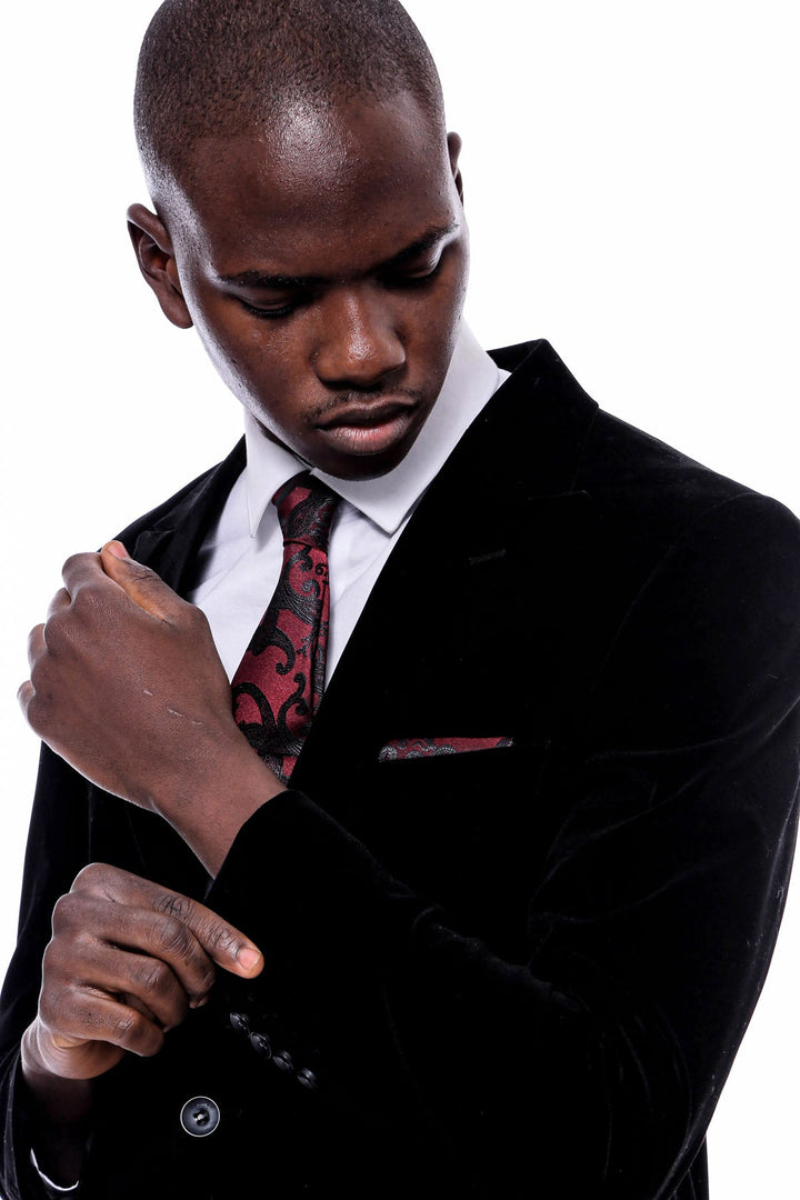 WSS Wide Peak Lapel Velvet Black Blazer  - Yajalón