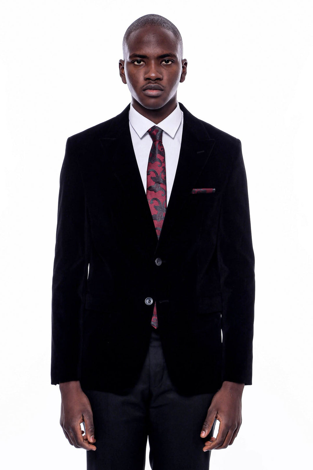 WSS Wide Peak Lapel Velvet Black Blazer  - Yajalón