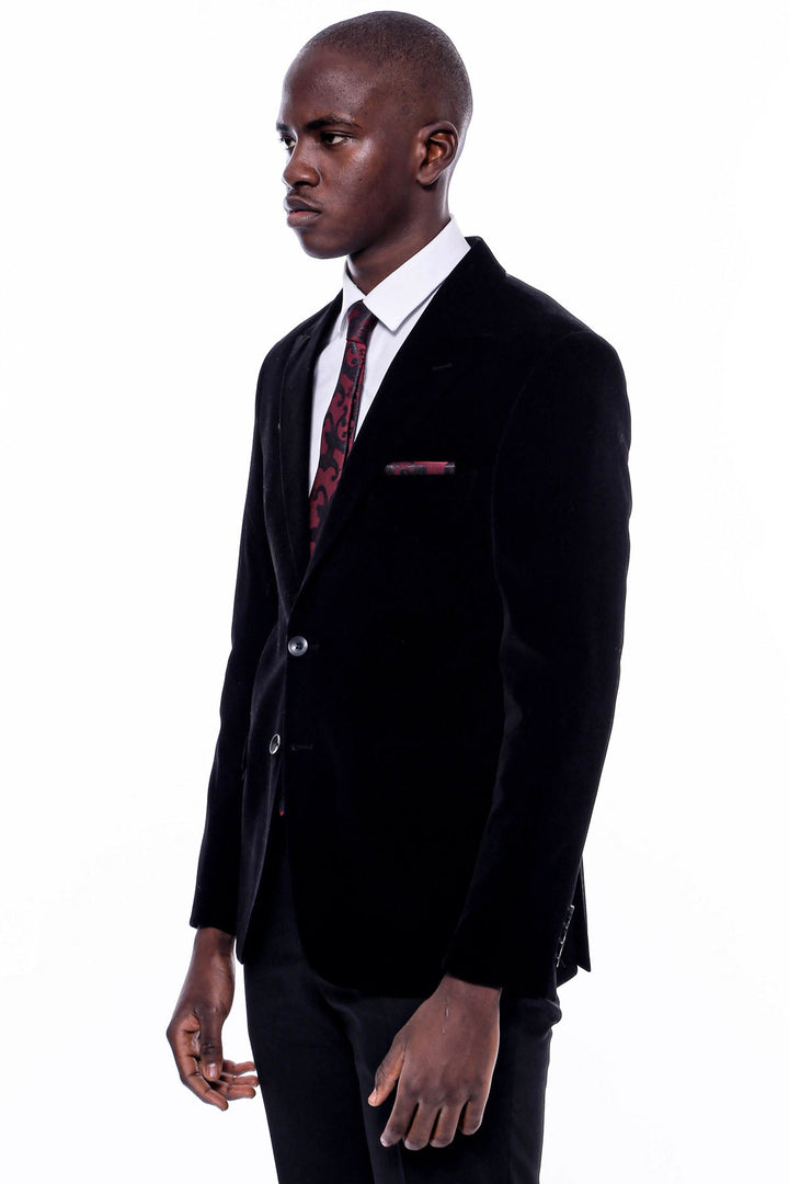 WSS Wide Peak Lapel Velvet Black Blazer  - Yajalón