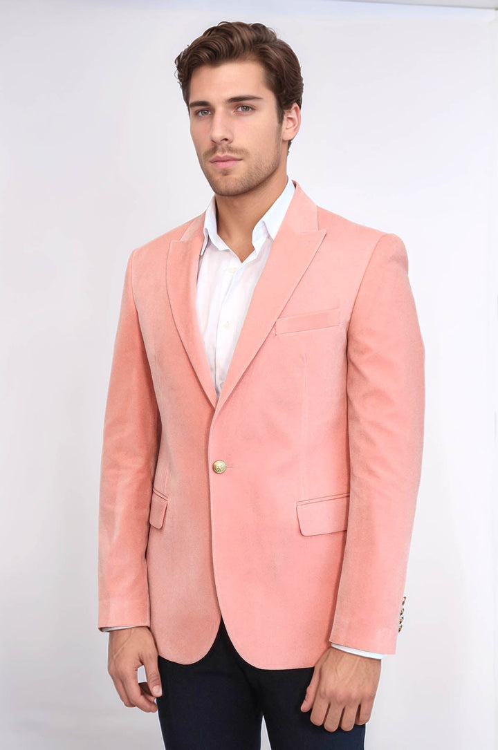 WSS Wide Lapel Velvet Pink Men Blazer  - Vlaardingen