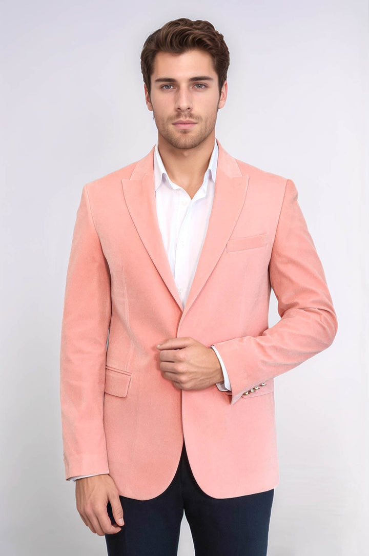 WSS Wide Lapel Velvet Pink Men Blazer  - Vlaardingen