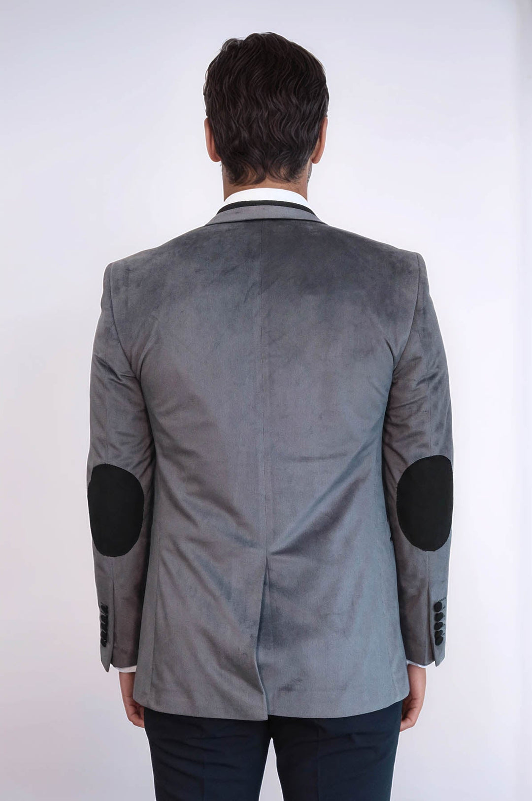 WSS 2 Buttons Pocket Piping Velvet Grey Jacket - Tamuín