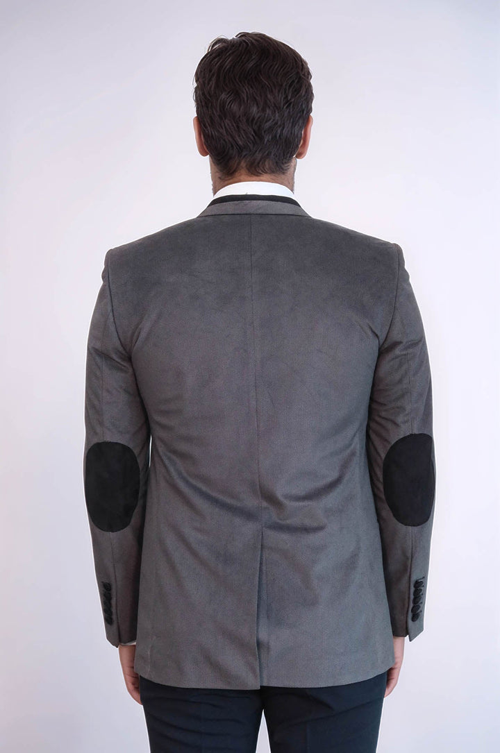 WSS 2 Buttons Pocket Piping Velvet Grey Jacket - Hounslow