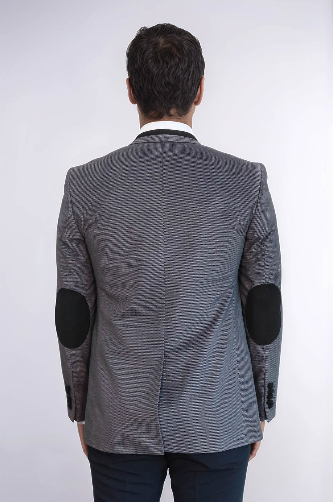 WSS 2 Buttons Pocket Piping Velvet Grey Jacket - Northwich