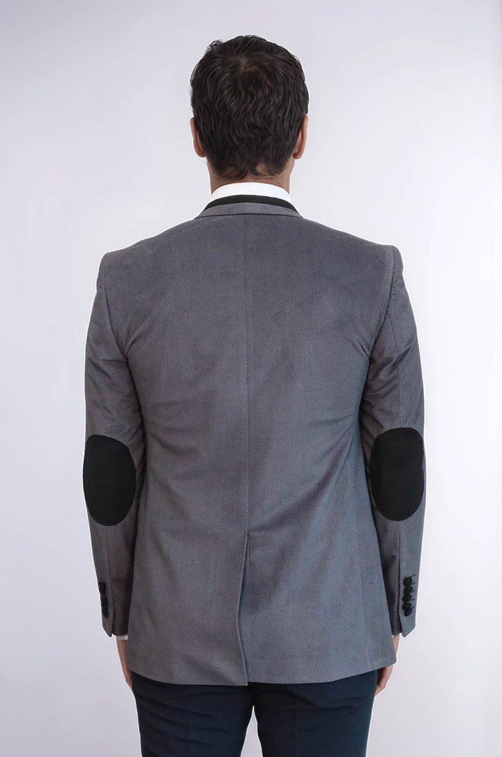 WSS 2 Buttons Pocket Piping Velvet Grey Jacket - Northwich