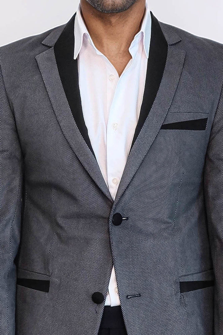 WSS 2 Buttons Pocket Piping Velvet Grey Jacket - Northwich