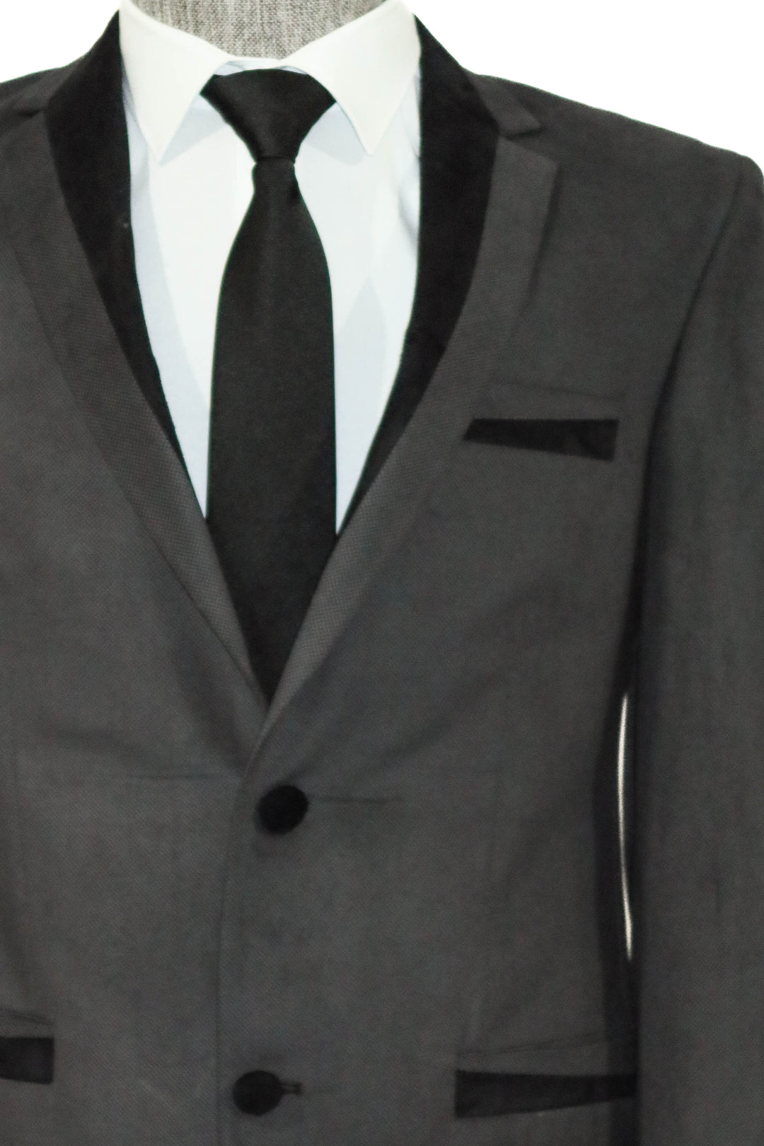 WSS 2 Buttons Pocket Piping Velvet Grey Jacket - Singen