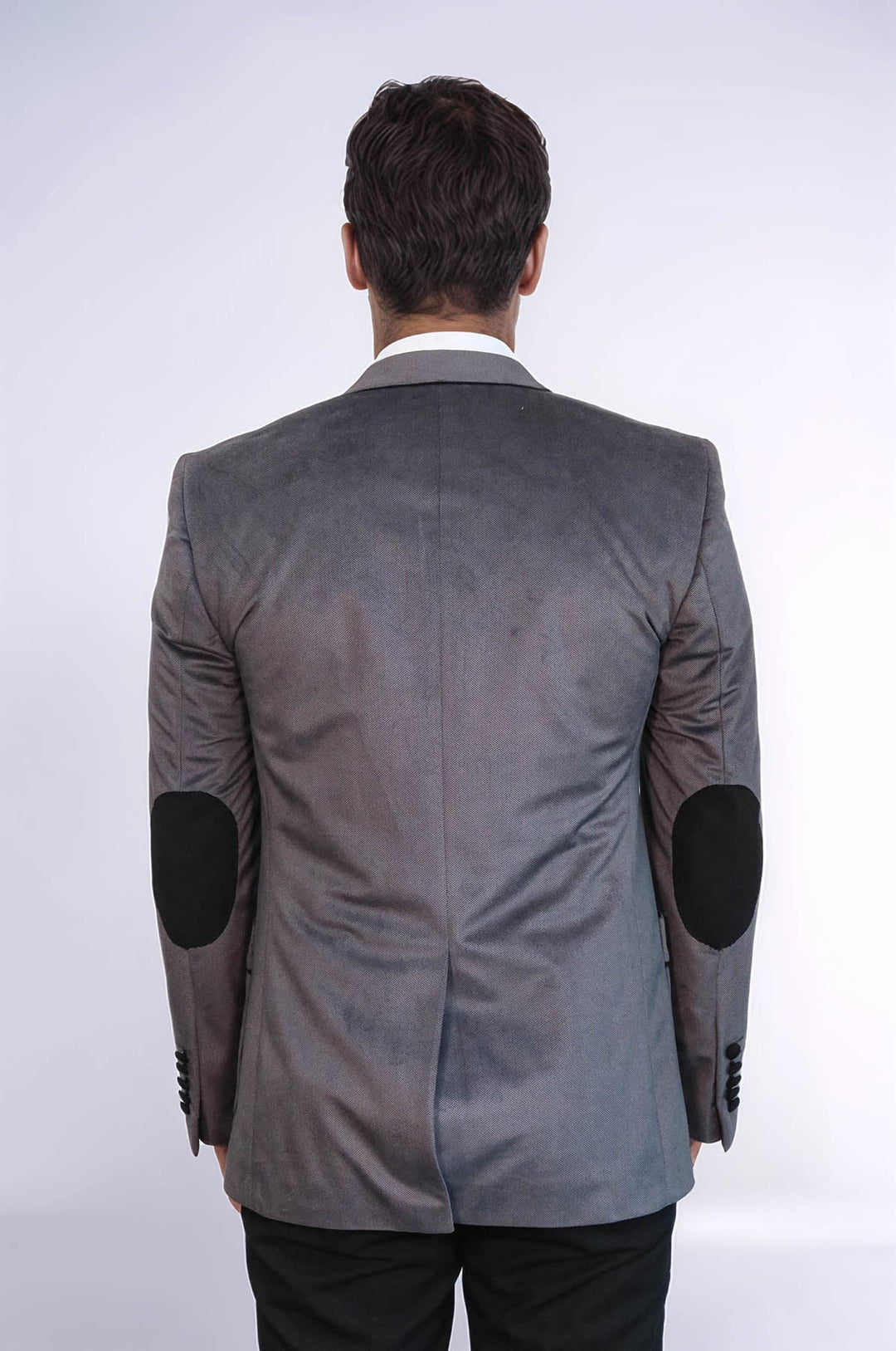 WSS 2 Button Bag Pocket Velvet Grey Jacket- - Agrigento