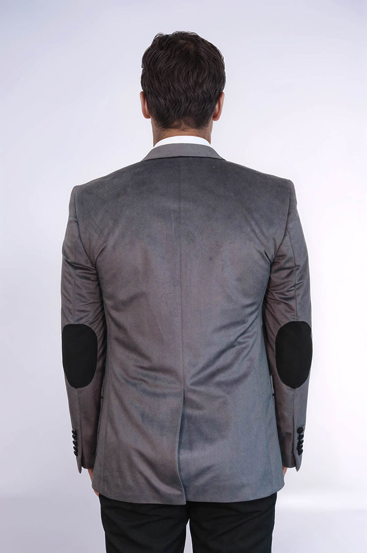 WSS 2 Button Bag Pocket Velvet Grey Jacket- - Agrigento