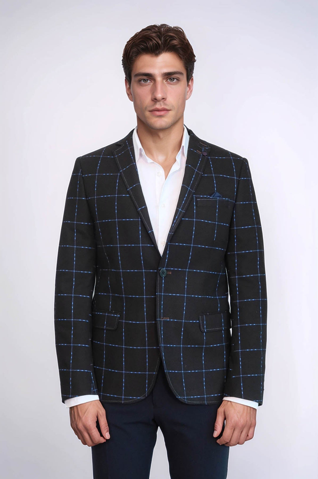 WSS 2 Button Plaid Wool Brown Jacket- - Saratoga Springs