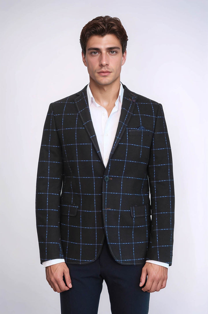 WSS 2 Button Plaid Wool Brown Jacket- - Saratoga Springs