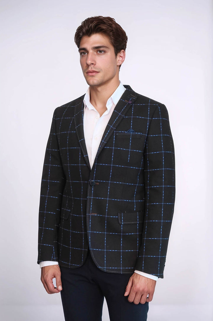 WSS 2 Button Plaid Wool Brown Jacket- - Saratoga Springs