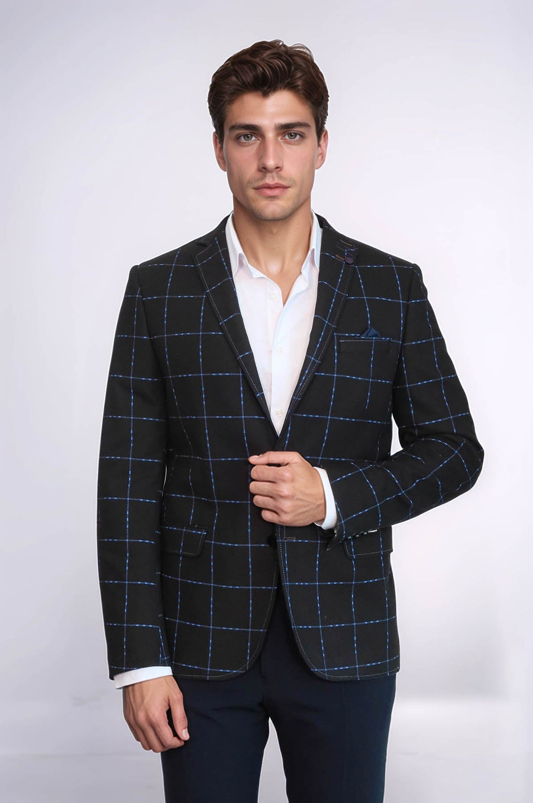 WSS 2 Button Plaid Wool Brown Jacket- - Saratoga Springs