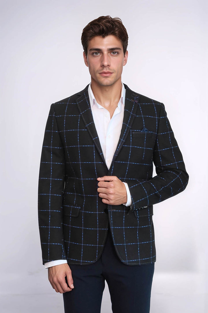 WSS 2 Button Plaid Wool Brown Jacket- - Saratoga Springs