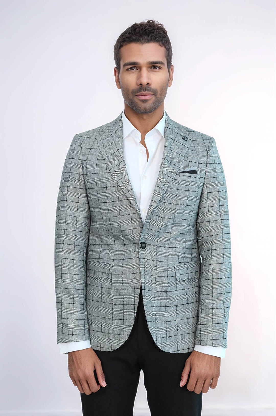 WSS Plaid Black Blazer with Grey Vest  - Sutton