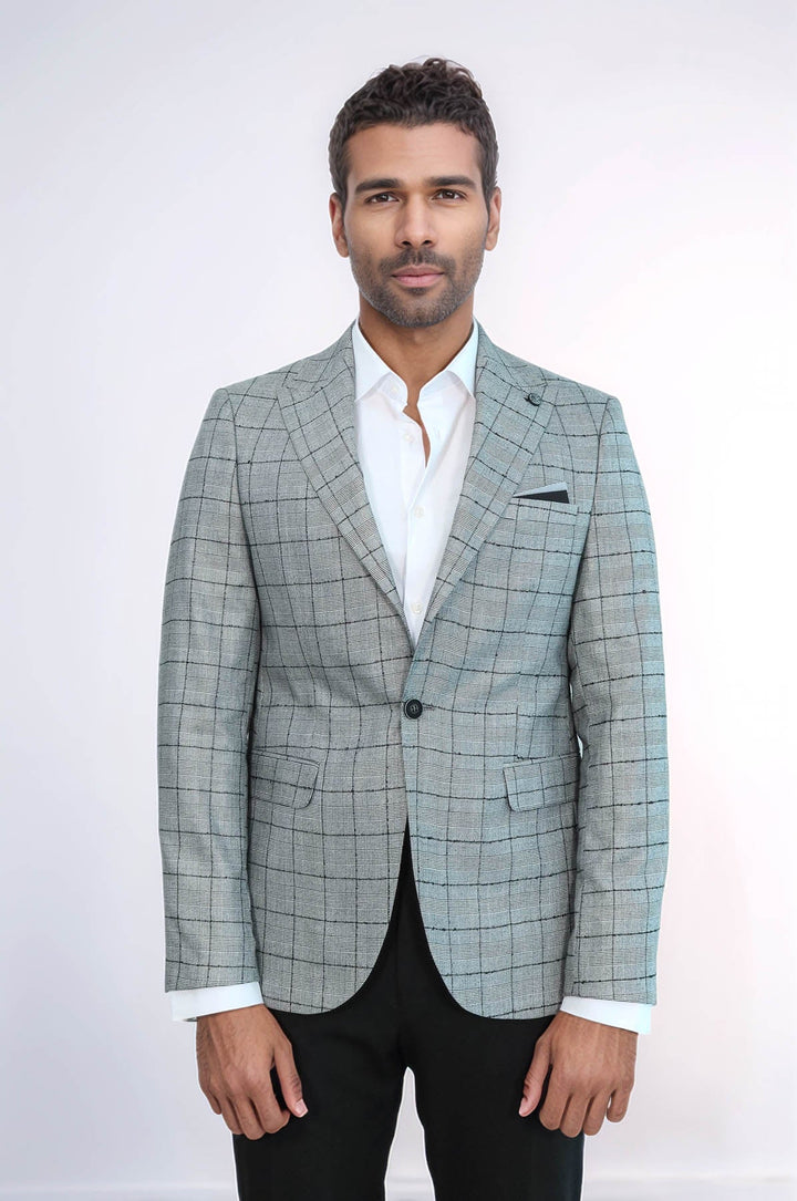 WSS Plaid Black Blazer with Grey Vest  - Sutton