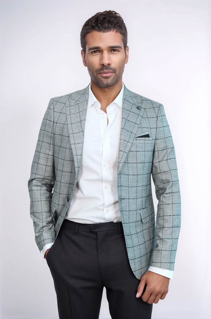 WSS Plaid Black Blazer with Grey Vest  - Sutton