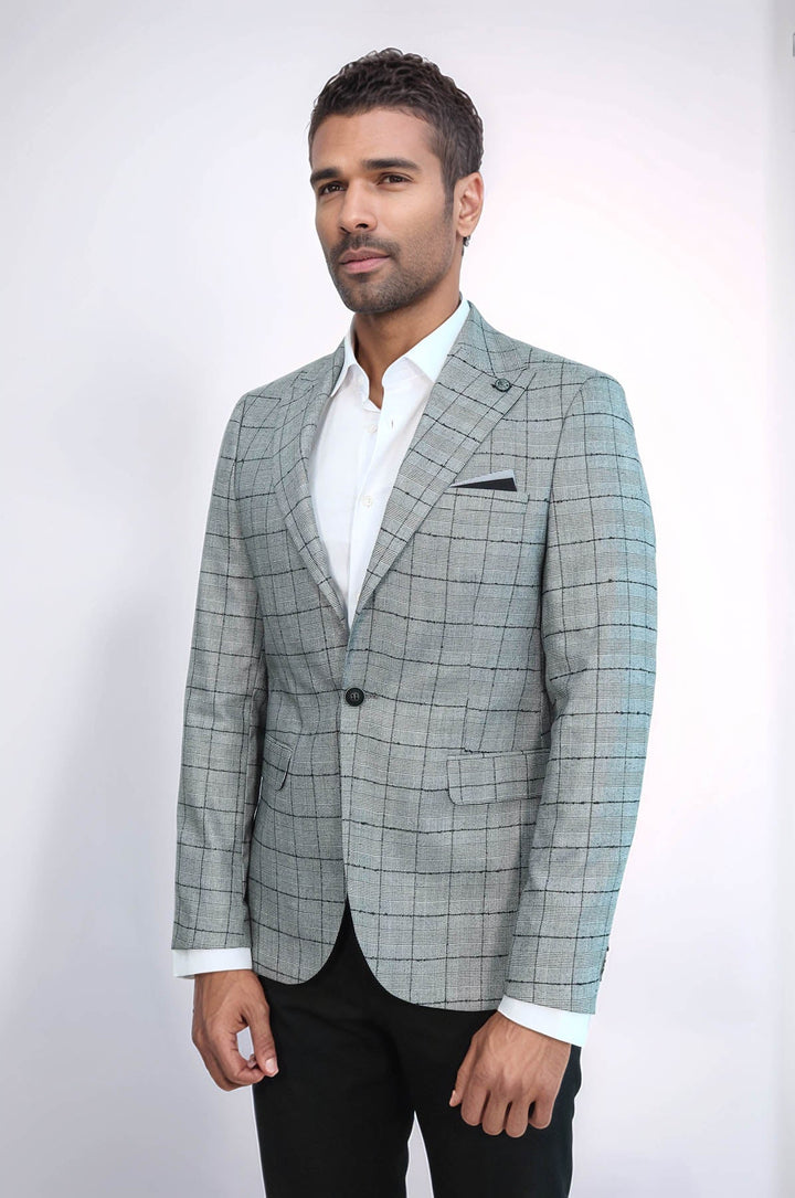 WSS Plaid Black Blazer with Grey Vest  - Sutton