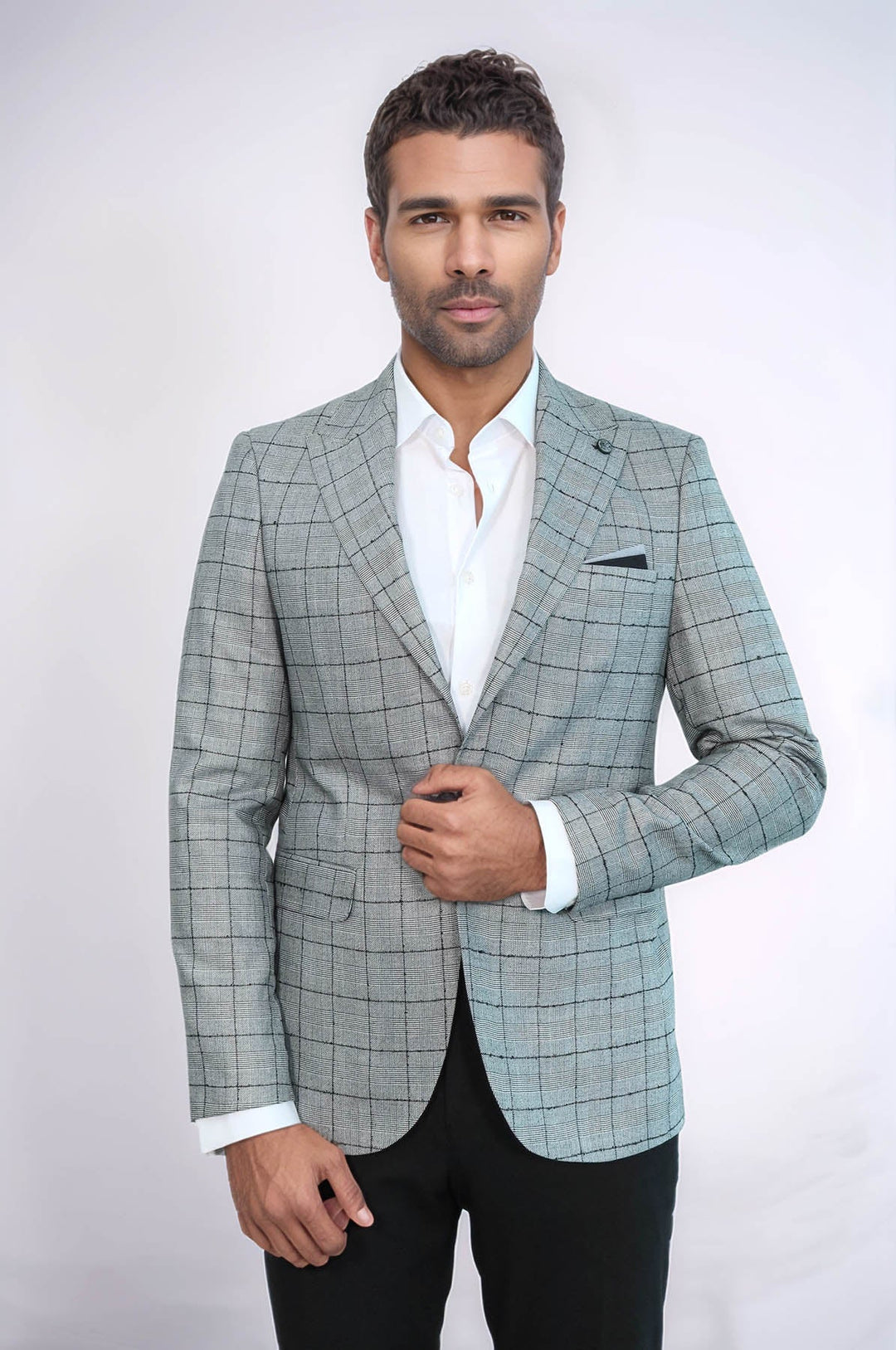 WSS Plaid Black Blazer with Grey Vest  - Sutton