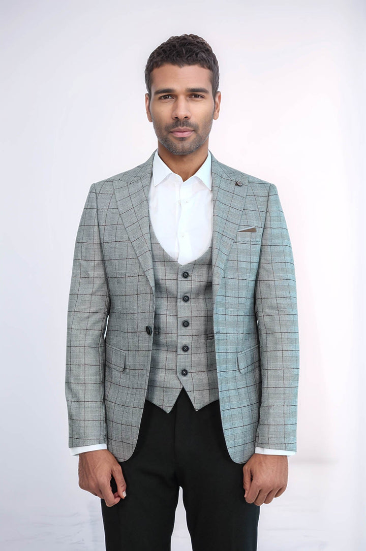 WSS Set of Plaid Blazer and Vest  - Benton