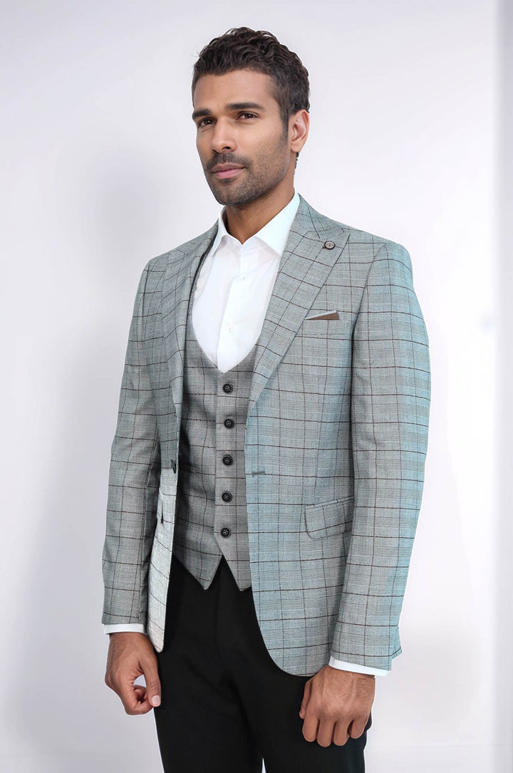 WSS Set of Plaid Blazer and Vest  - Benton