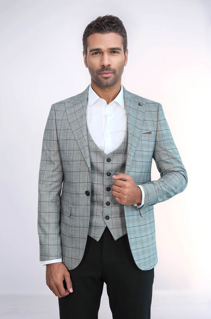 WSS Set of Plaid Blazer and Vest  - Benton