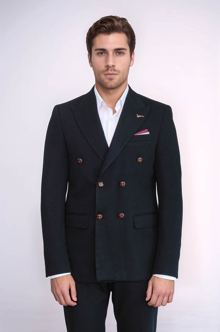 WSS Double Breasted Slim Fit Black Blazer  - Skenderaj