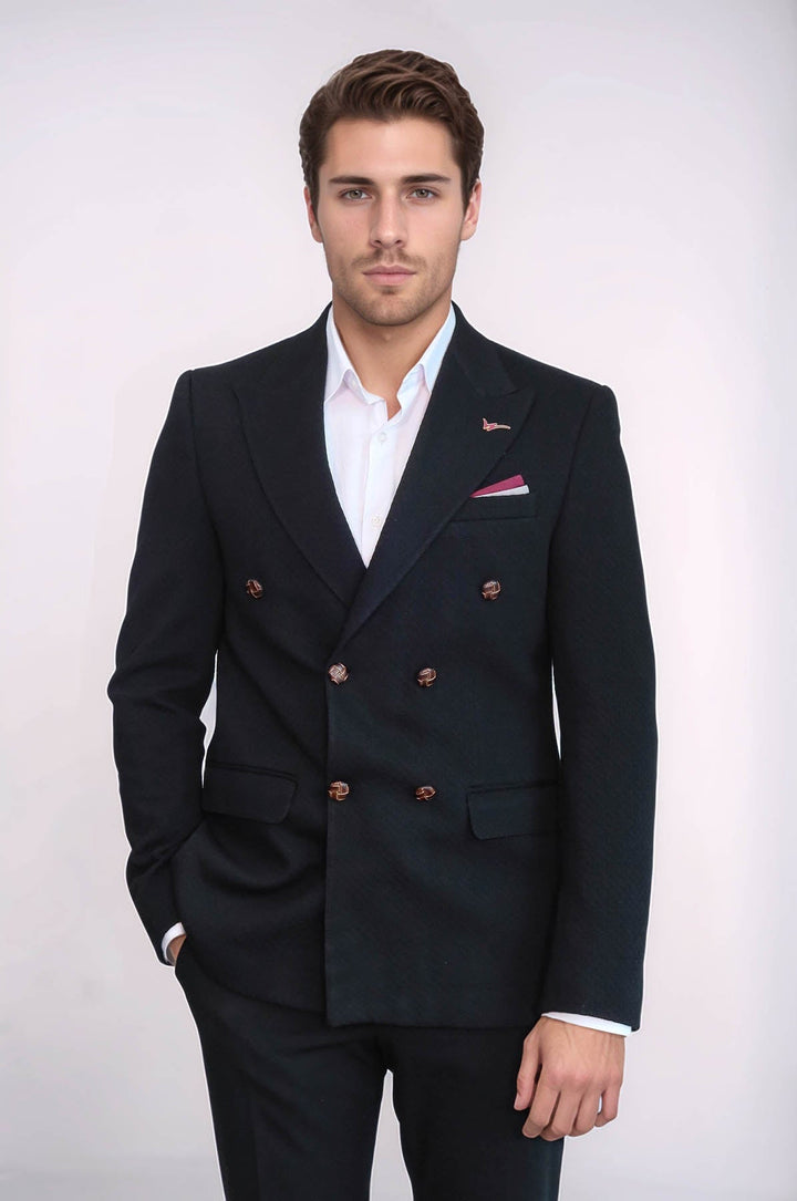 WSS Double Breasted Slim Fit Black Blazer  - Skenderaj