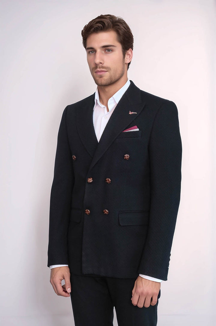 WSS Double Breasted Slim Fit Black Blazer  - Skenderaj