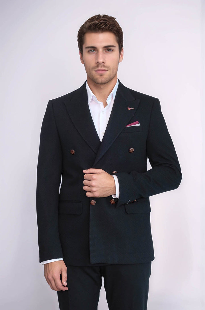 WSS Double Breasted Slim Fit Black Blazer  - Skenderaj