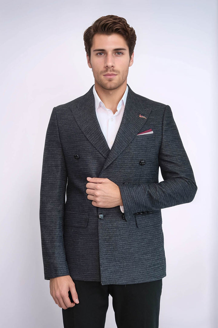 WSS Double Breasted Slim Fit Navy Blue Blazer  - Ivry-sur-Seine