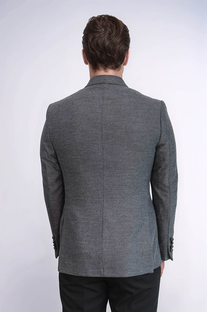 WSS Double Breasted Slim Fit Grey Blazer  - Zamora