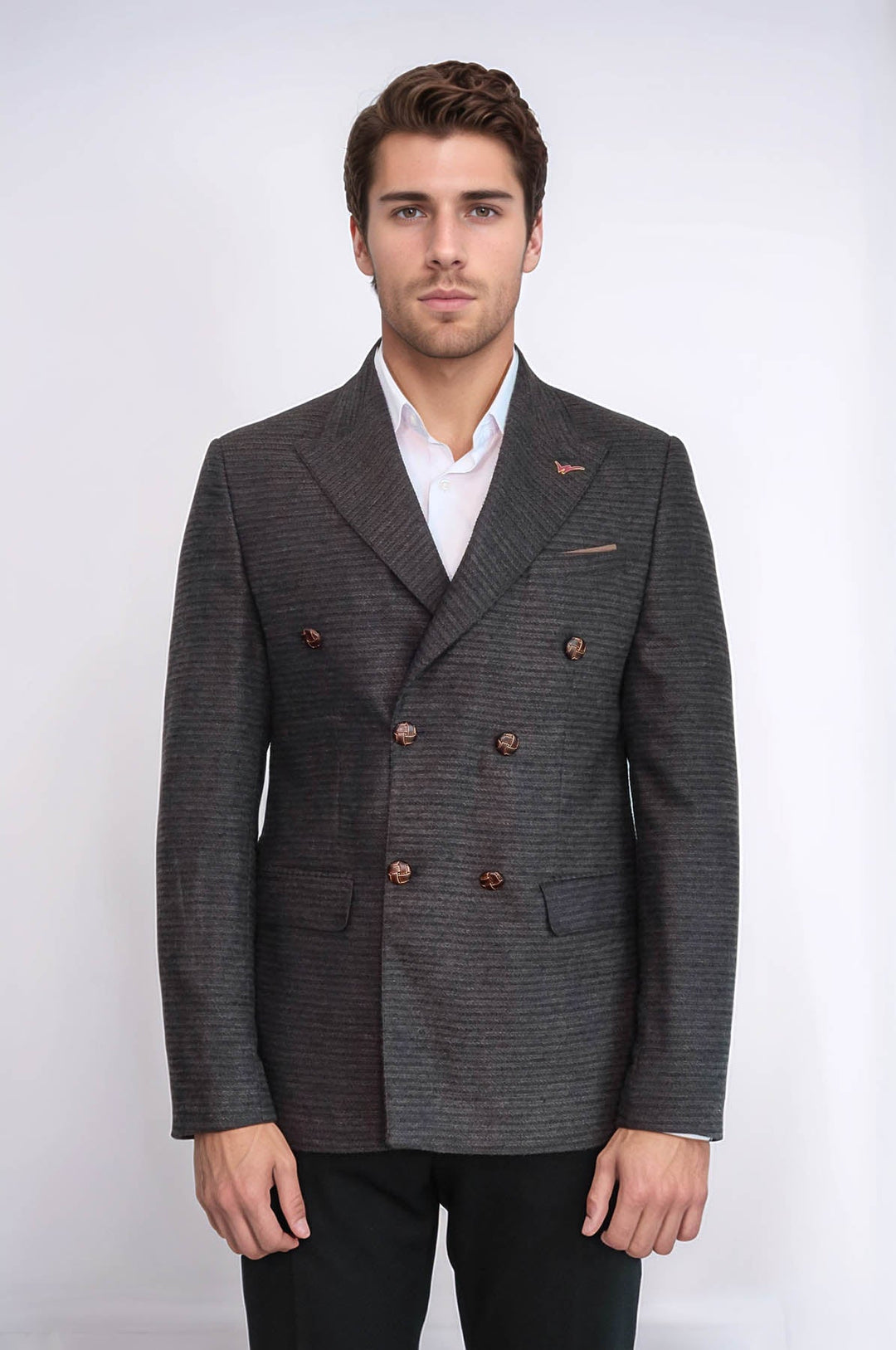 WSS Double Breasted Slim Fit Brown Blazer  - North Miami Beach