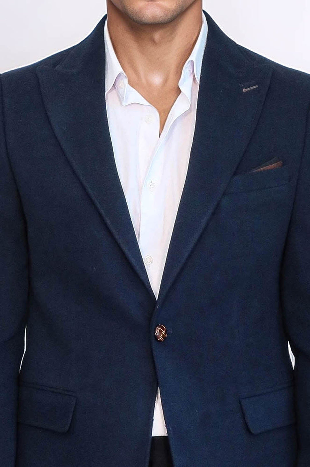 WSS Single Button Pointed Collar Navy Blue Blazer  - Manitowoc