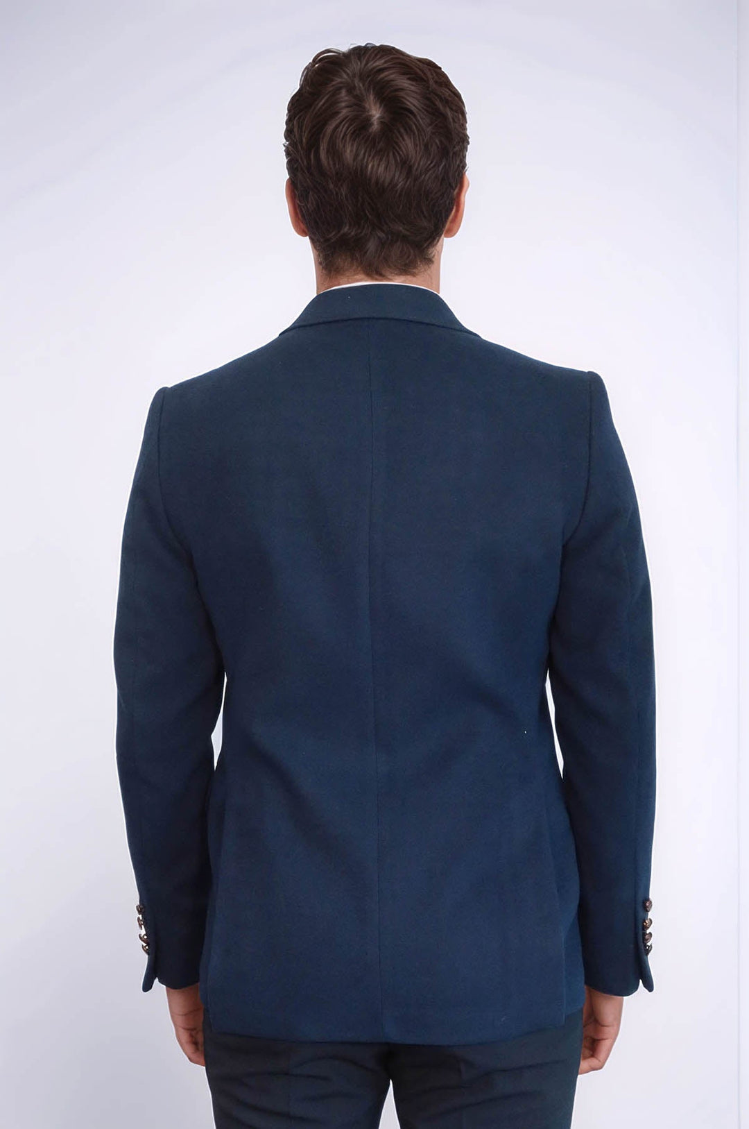 WSS Single Button Pointed Collar Navy Blue Blazer  - Manitowoc