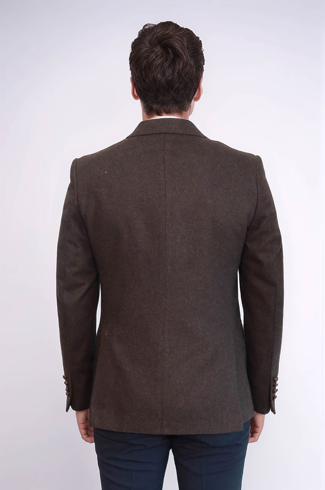 WSS Single Button Pointed Wide Collar Brown Blazer  - Tampico