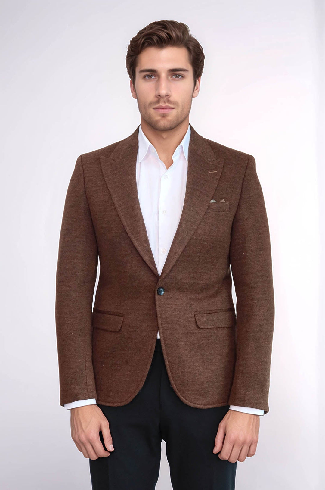WSS Brown Slim Fit Jacket for Men  - Gelsenkirchen