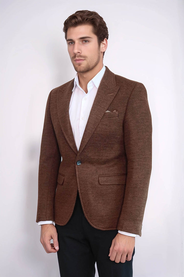 WSS Brown Slim Fit Jacket for Men  - Gelsenkirchen