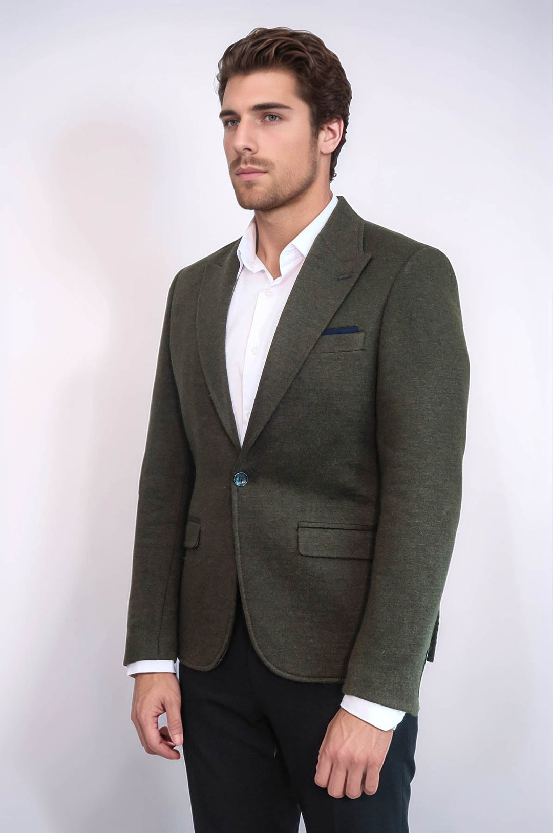 WSS Peak Lapel Dark Green Wool Jacket  - Hacienda Heights