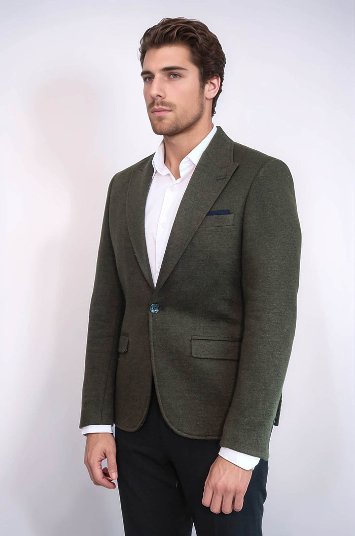 WSS Peak Lapel Dark Green Wool Jacket  - Hacienda Heights