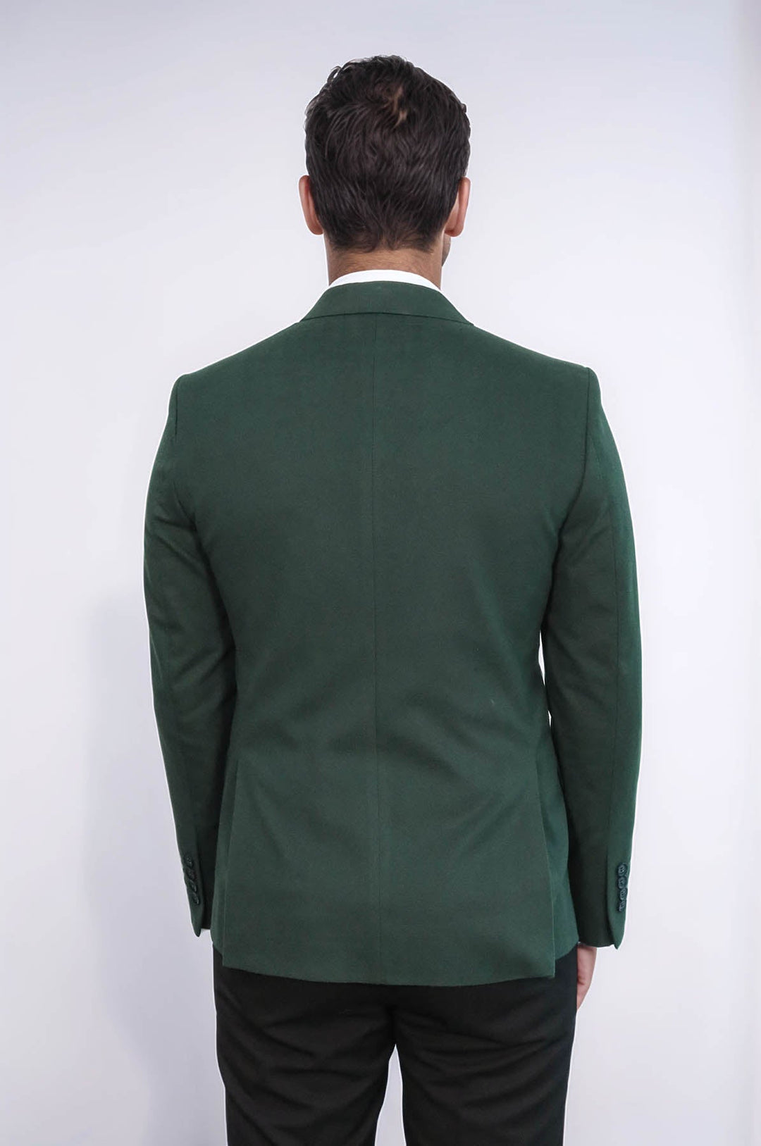WSS Peak Lapel Single Button Plain Green Men Blazer  - Parsippany-Troy Hills