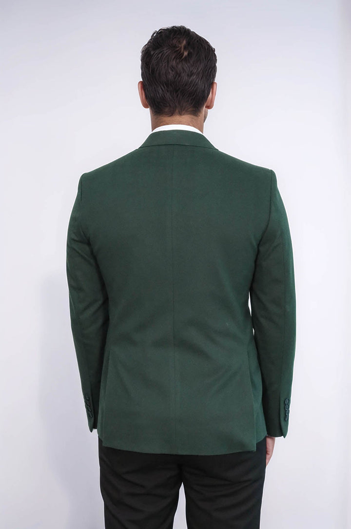 WSS Peak Lapel Single Button Plain Green Men Blazer  - Port Huron