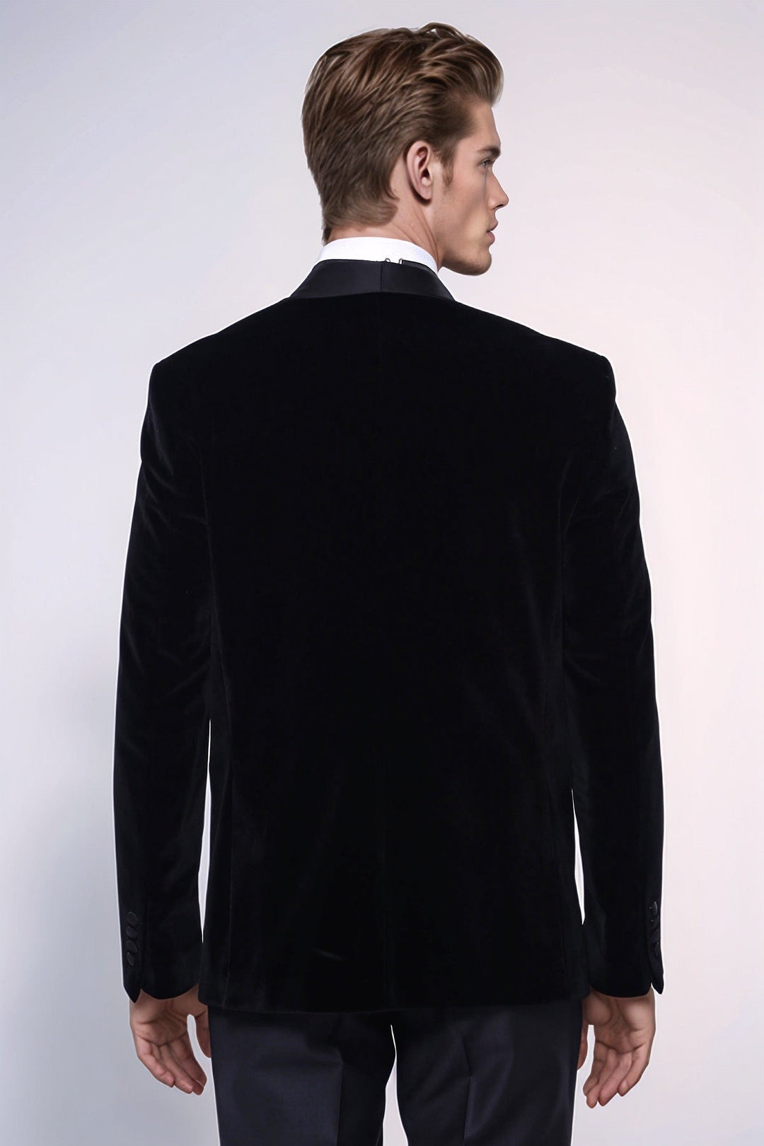 WSS Plain Velvet Black Blazer  - Marsala