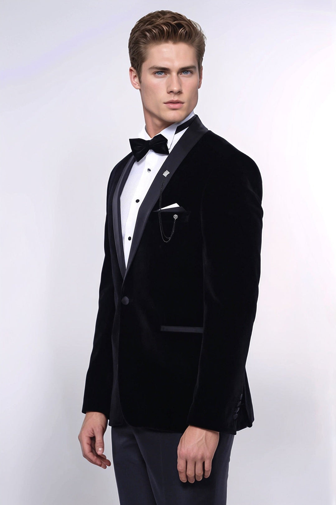 WSS Plain Velvet Black Blazer  - Marsala