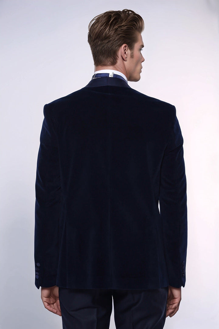 WSS Navy Blue Velvet Dinner Jacket  - Amherst