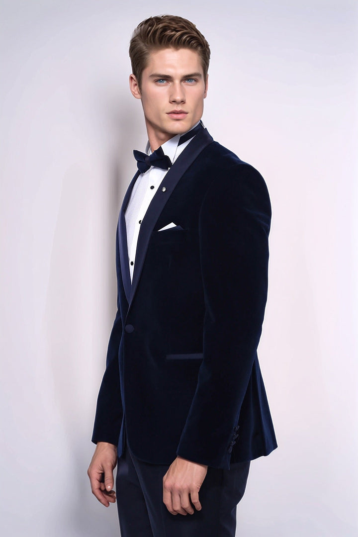 WSS Navy Blue Velvet Dinner Jacket  - Amherst