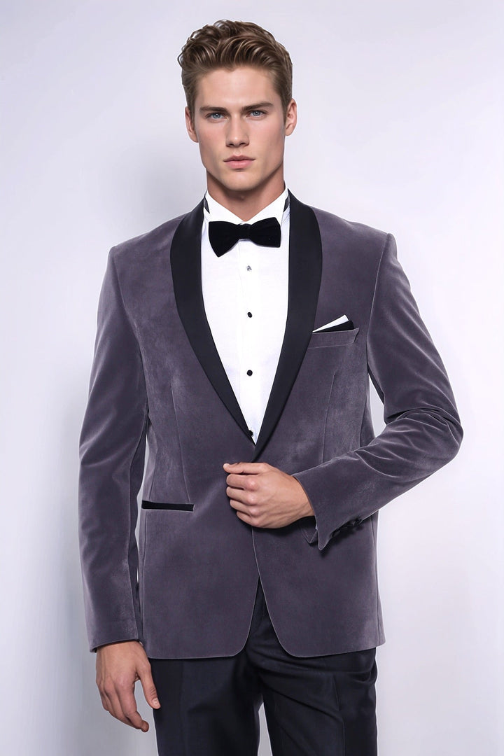 WSS Plain Velvet Dark Grey Blazer  - Ashburn