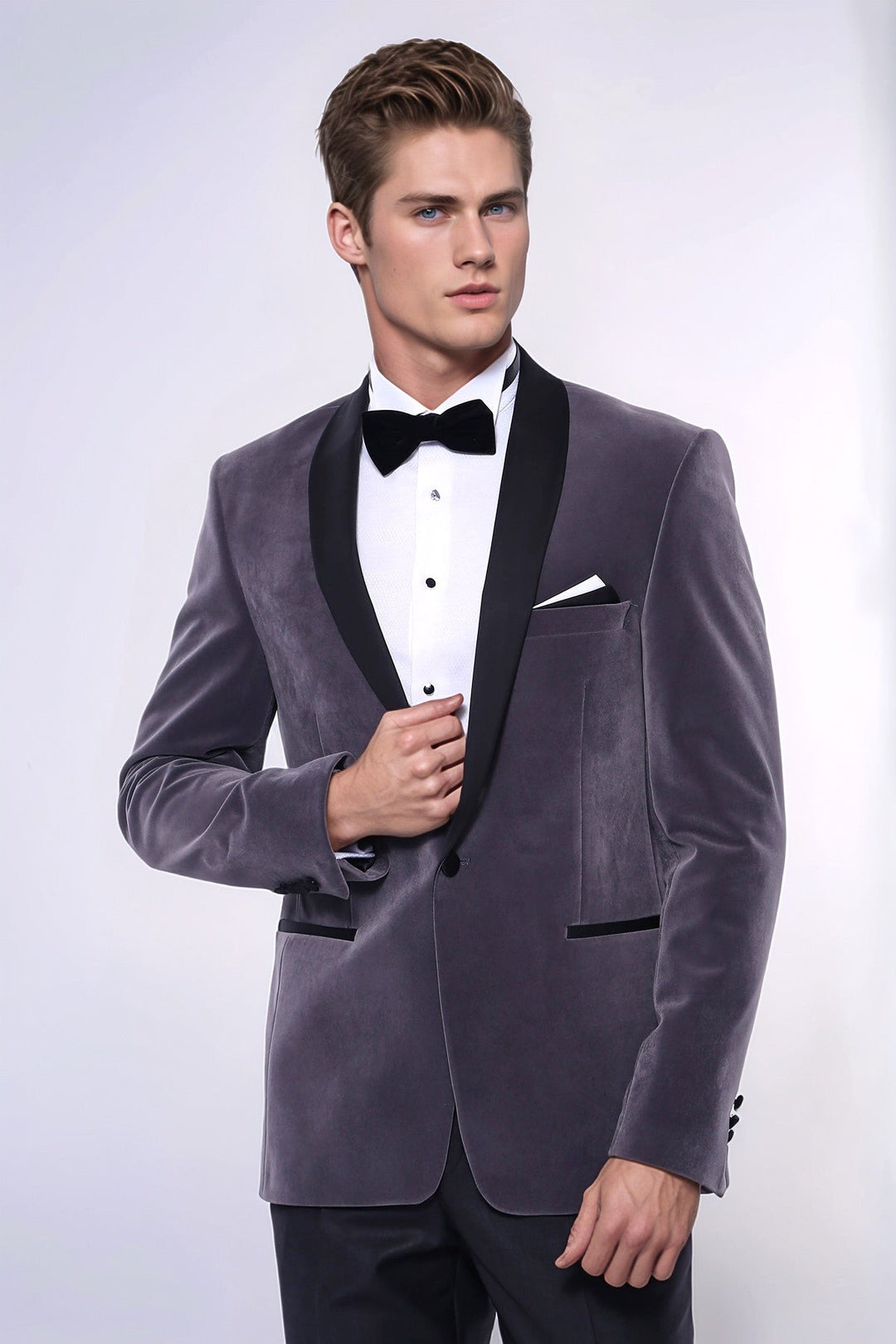WSS Plain Velvet Dark Grey Blazer  - Ashburn